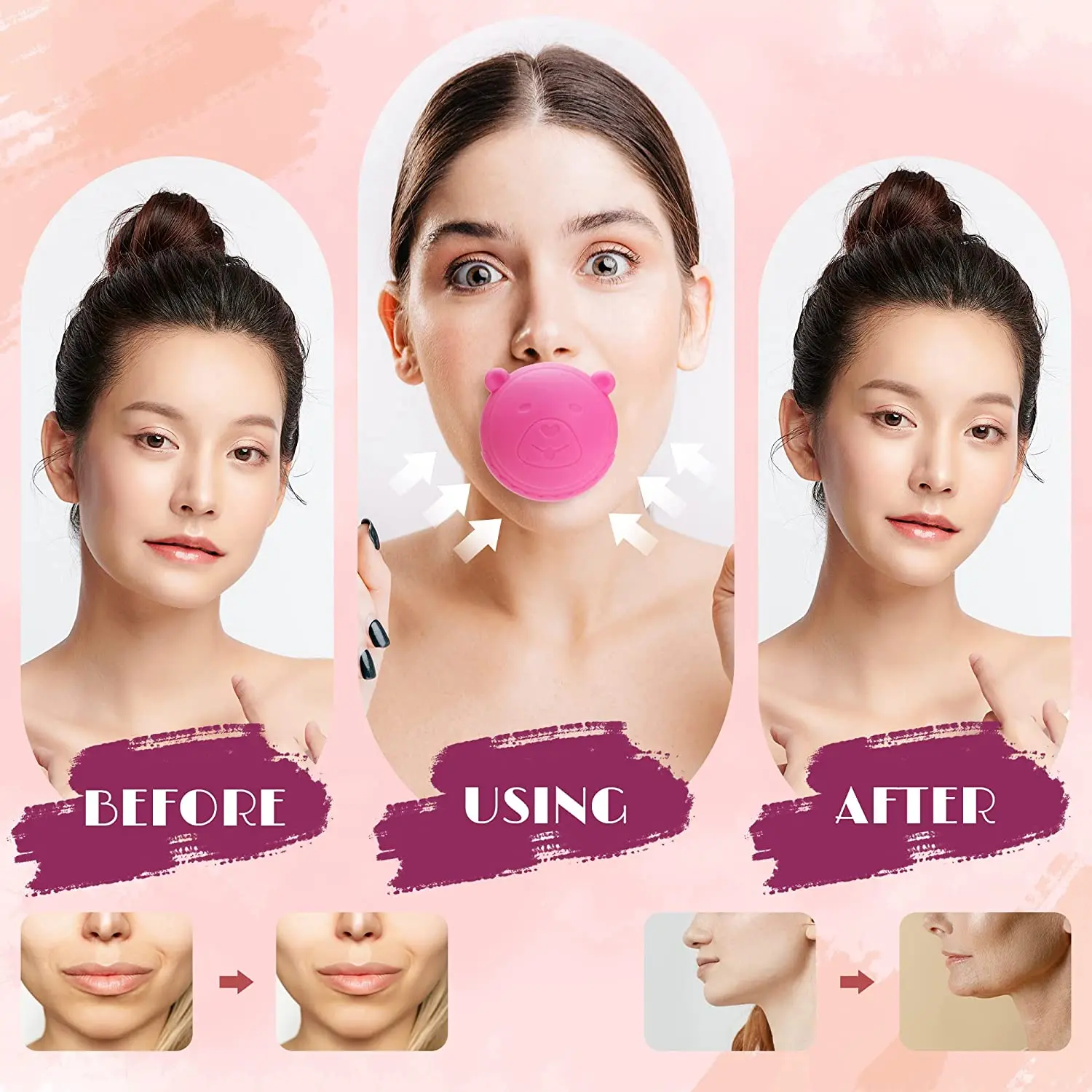 Silicone V Face Facial Lifter Face Exerciser Jaw Exerciser for Jawline Shaper Masseter Muscle Trainer for Double Chin Reducer