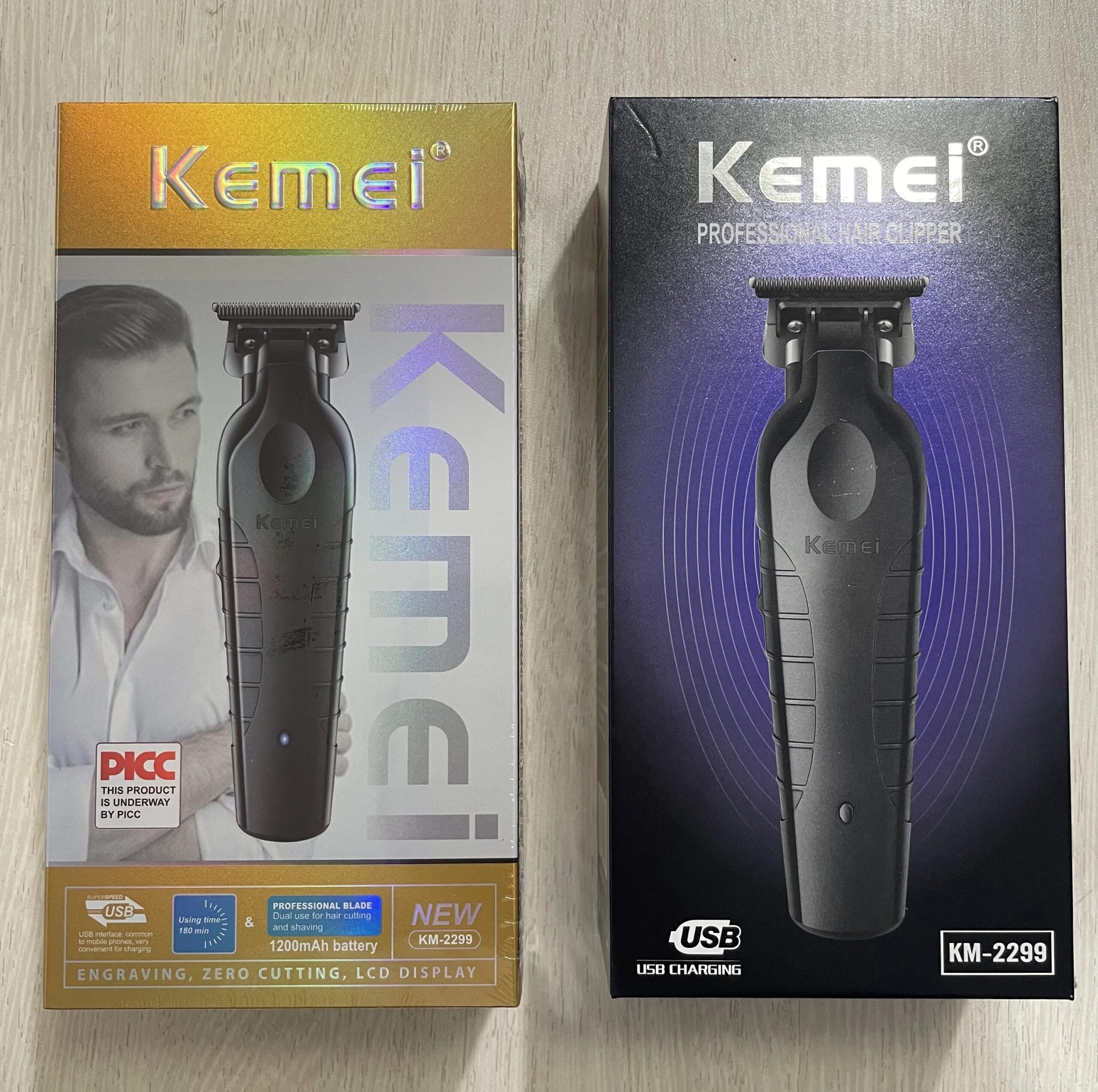 Kemei Professional Barber Cordless 1200 mAh Electric Hair Clippers USB Rechargeable Hair Trimmers Hair Cutting Machine KM-2299