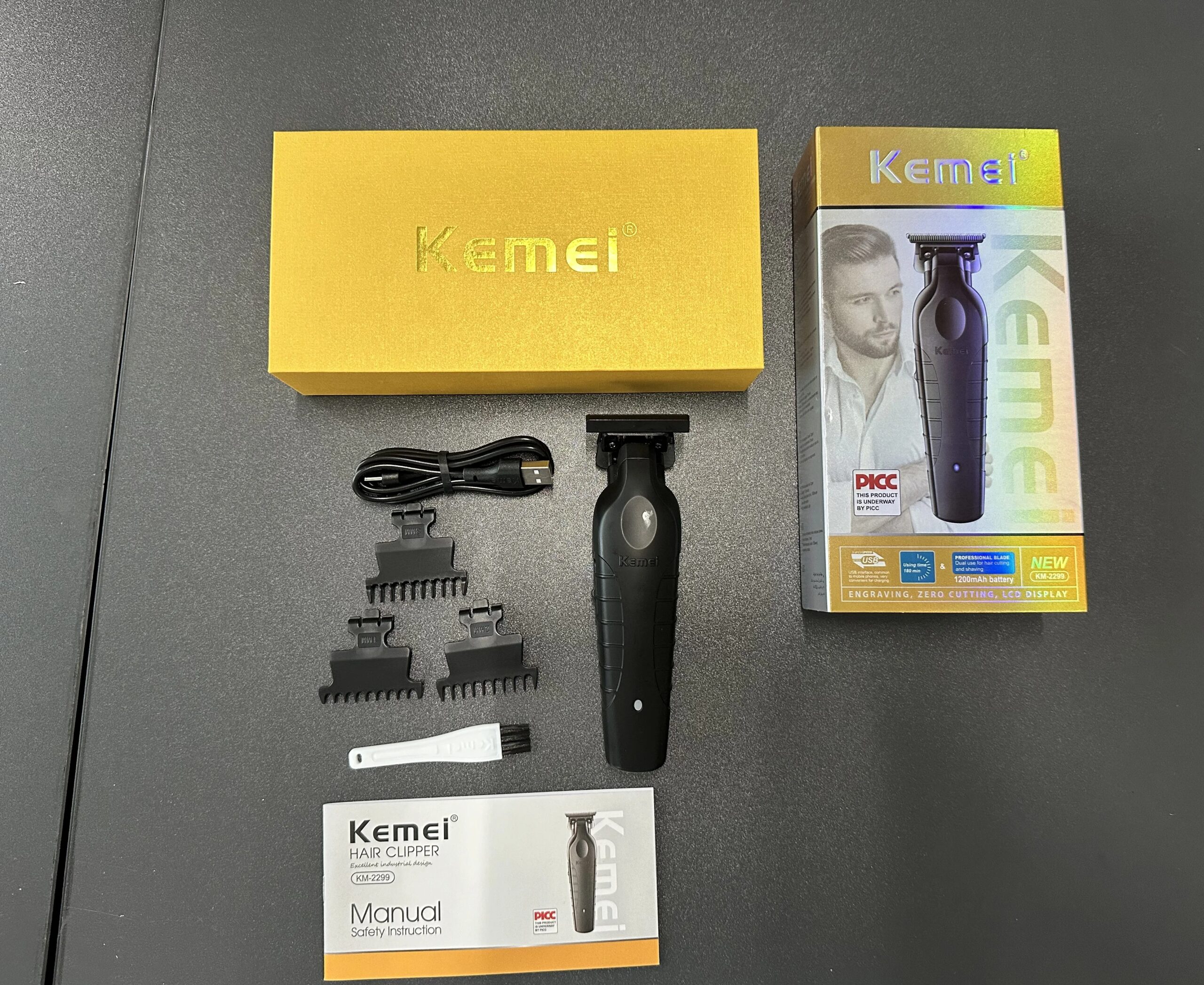 Kemei Professional Barber Cordless 1200 mAh Electric Hair Clippers USB Rechargeable Hair Trimmers Hair Cutting Machine KM-2299