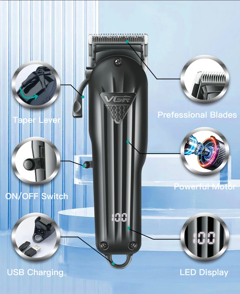 VGR Hair Clipper Professional Hair Cutting Machine Hair Trimmer Adjustable Cordless Rechargeable V 282