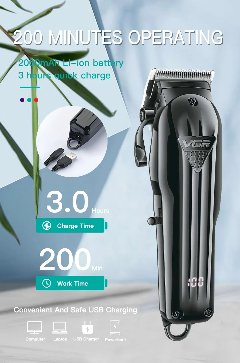 VGR Hair Clipper Professional Hair Cutting Machine Hair Trimmer Adjustable Cordless Rechargeable V 282