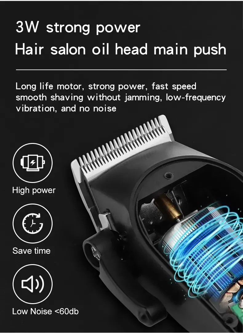 Hiena HYN-212 Electric Hair Clipper UBS Rechargeable Cordless Beard Trimmer Men Powerful Electric Hair Clipper Trimming Tool