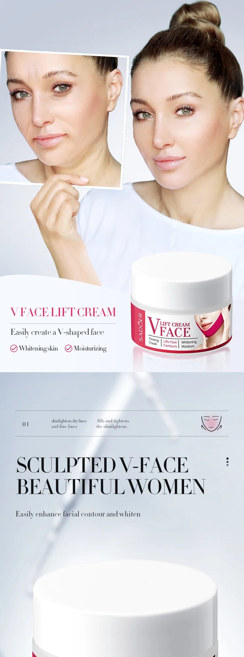 V Line Face Shaper Face Lifting Cream Facial Lifting Tightening Slimming Cream Double Chins Reducer Cream Beauty Products