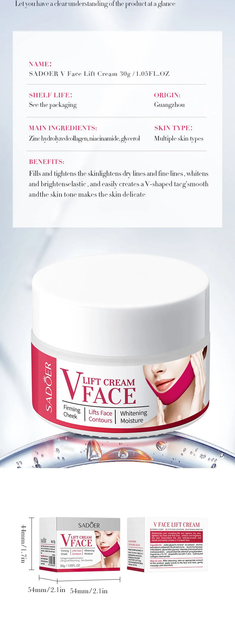 V Line Face Shaper Face Lifting Cream Facial Lifting Tightening Slimming Cream Double Chins Reducer Cream Beauty Products