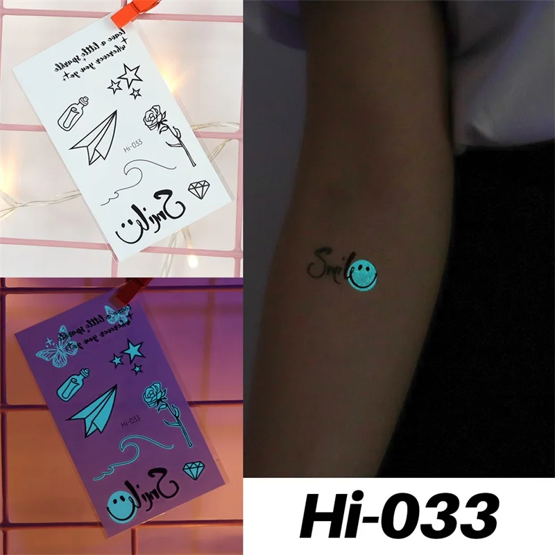 Blue Luminous Tattoo Sticker Deer Glowing Snake Waterproof Temporary Tatoo Camping Glow Fake Tatto Body Art Women Men Club Party