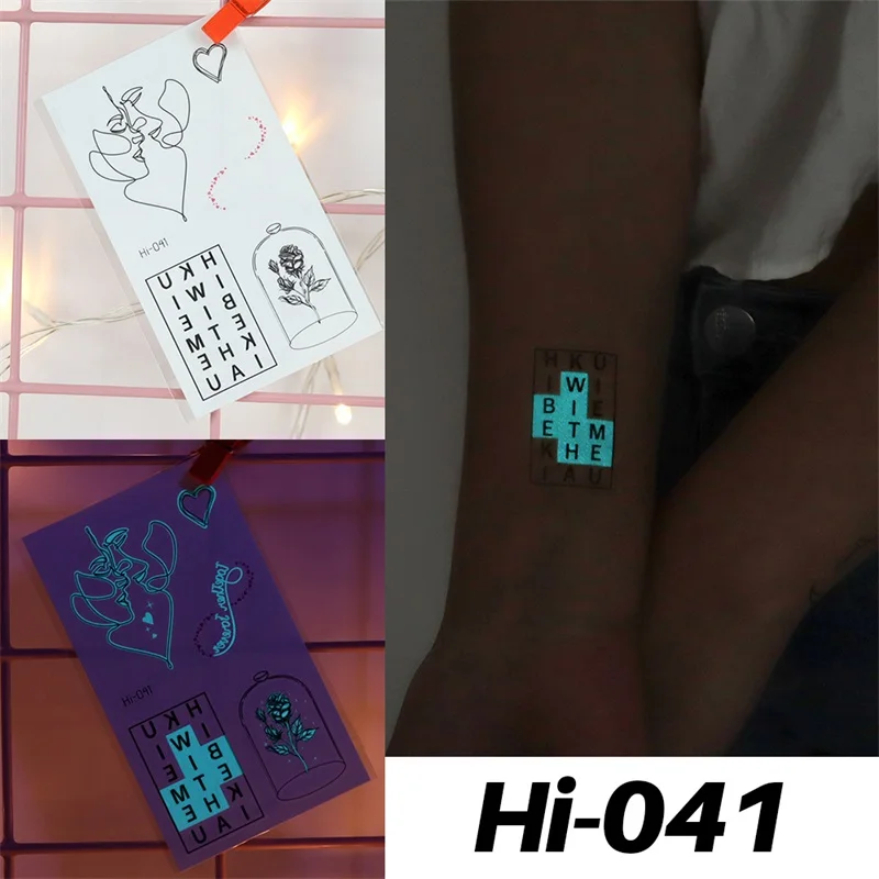 Blue Luminous Tattoo Sticker Deer Glowing Snake Waterproof Temporary Tatoo Camping Glow Fake Tatto Body Art Women Men Club Party