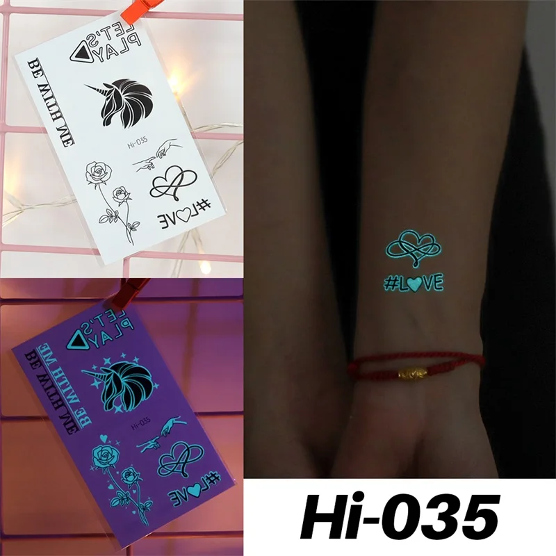 Blue Luminous Tattoo Sticker Deer Glowing Snake Waterproof Temporary Tatoo Camping Glow Fake Tatto Body Art Women Men Club Party