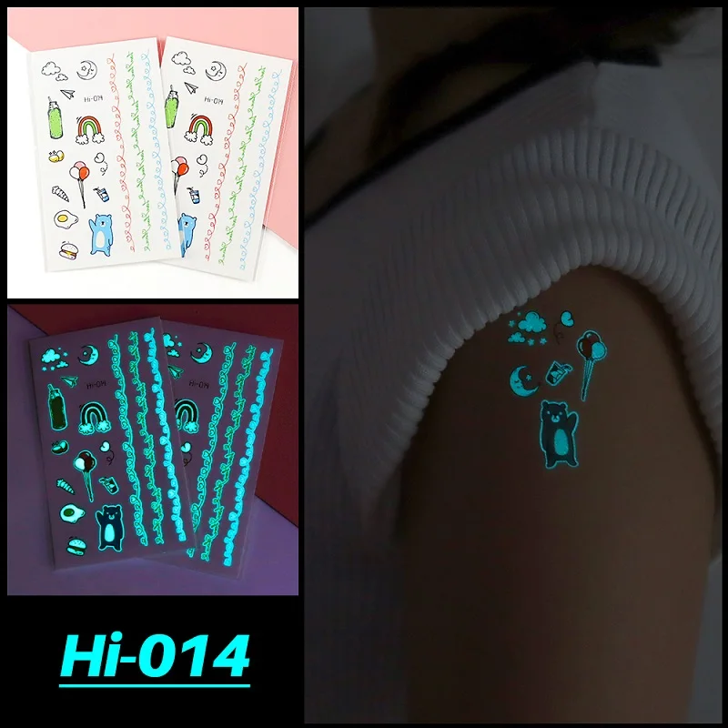 Blue Luminous Tattoo Sticker Deer Glowing Snake Waterproof Temporary Tatoo Camping Glow Fake Tatto Body Art Women Men Club Party