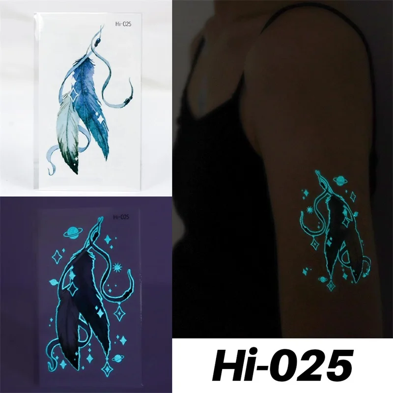 Blue Luminous Tattoo Sticker Deer Glowing Snake Waterproof Temporary Tatoo Camping Glow Fake Tatto Body Art Women Men Club Party