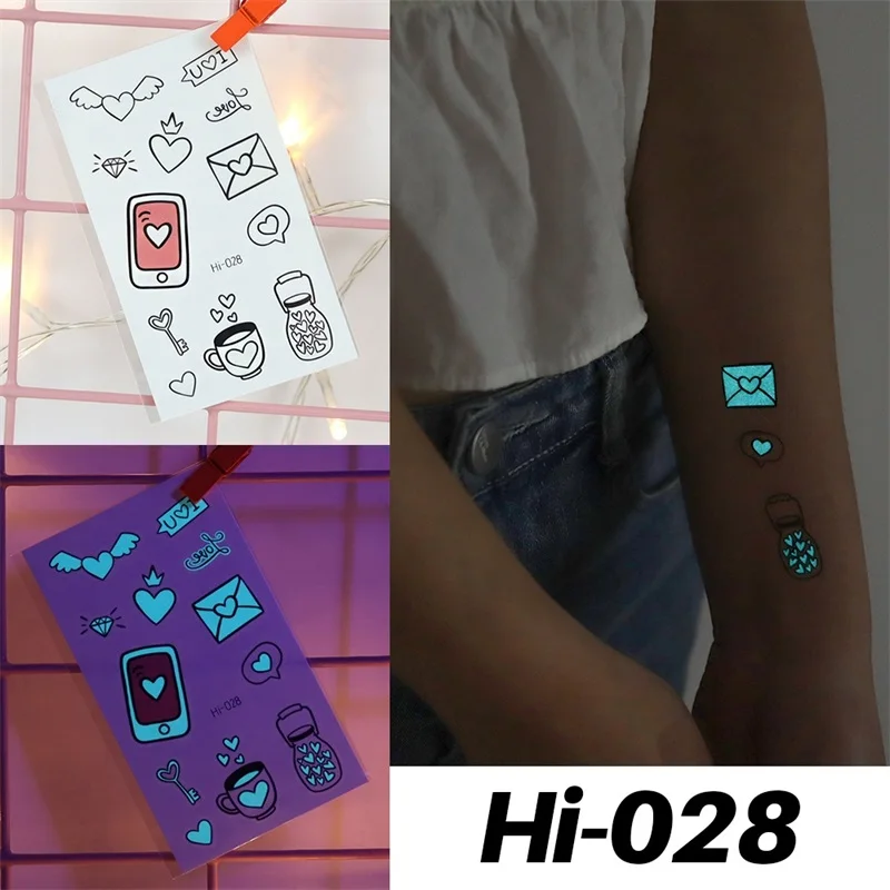 Blue Luminous Tattoo Sticker Deer Glowing Snake Waterproof Temporary Tatoo Camping Glow Fake Tatto Body Art Women Men Club Party