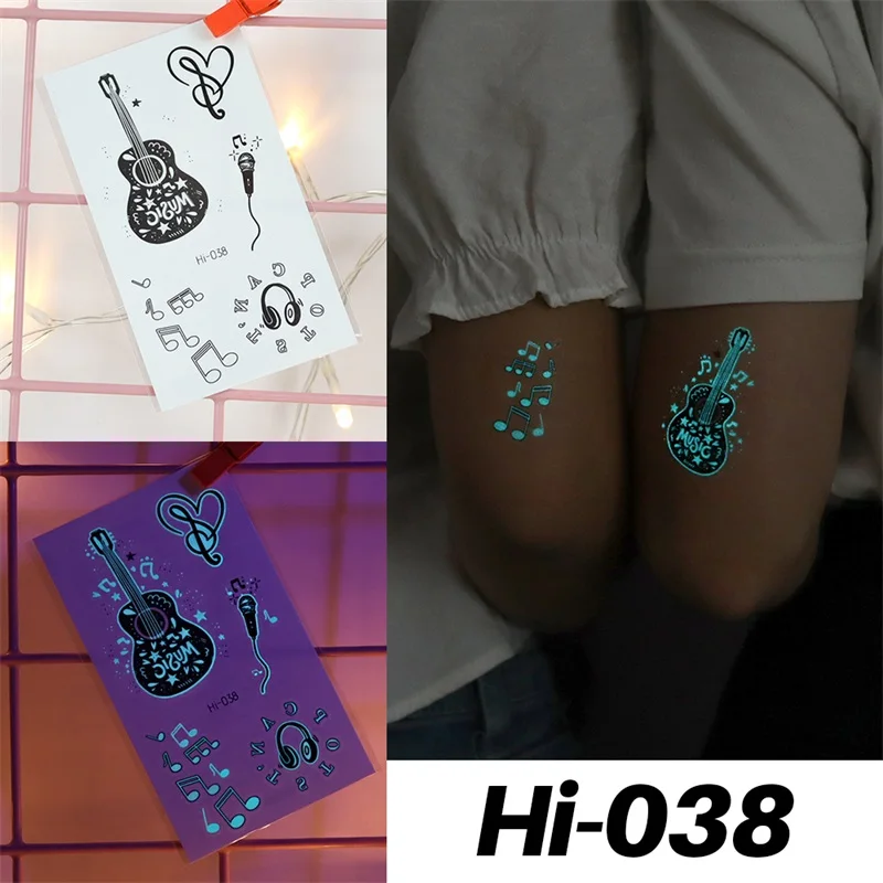 Blue Luminous Tattoo Sticker Deer Glowing Snake Waterproof Temporary Tatoo Camping Glow Fake Tatto Body Art Women Men Club Party