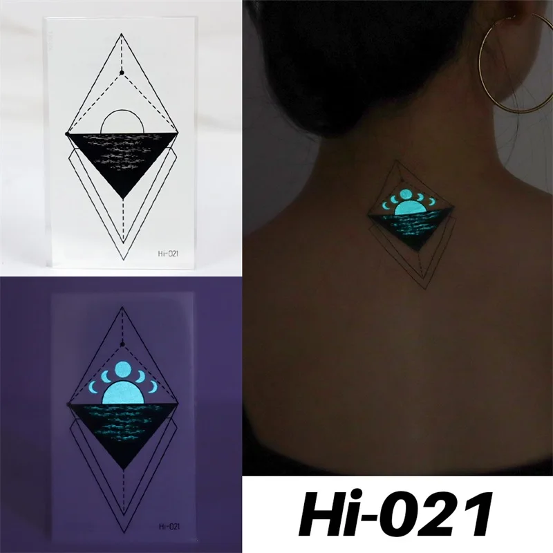 Blue Luminous Tattoo Sticker Deer Glowing Snake Waterproof Temporary Tatoo Camping Glow Fake Tatto Body Art Women Men Club Party