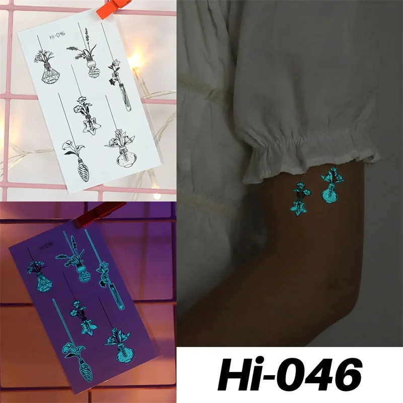 Blue Luminous Tattoo Sticker Deer Glowing Snake Waterproof Temporary Tatoo Camping Glow Fake Tatto Body Art Women Men Club Party