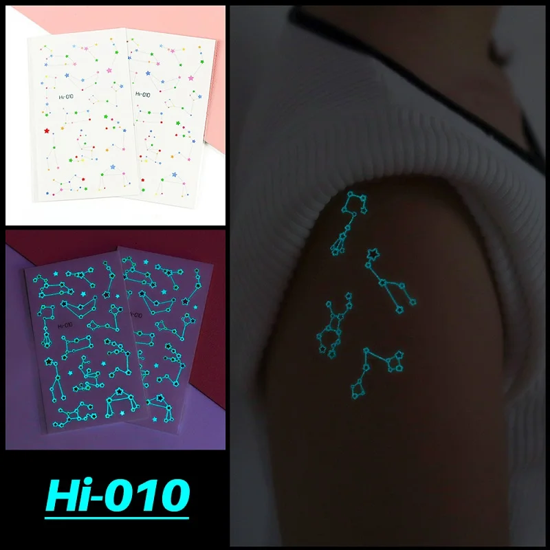 Blue Luminous Tattoo Sticker Deer Glowing Snake Waterproof Temporary Tatoo Camping Glow Fake Tatto Body Art Women Men Club Party