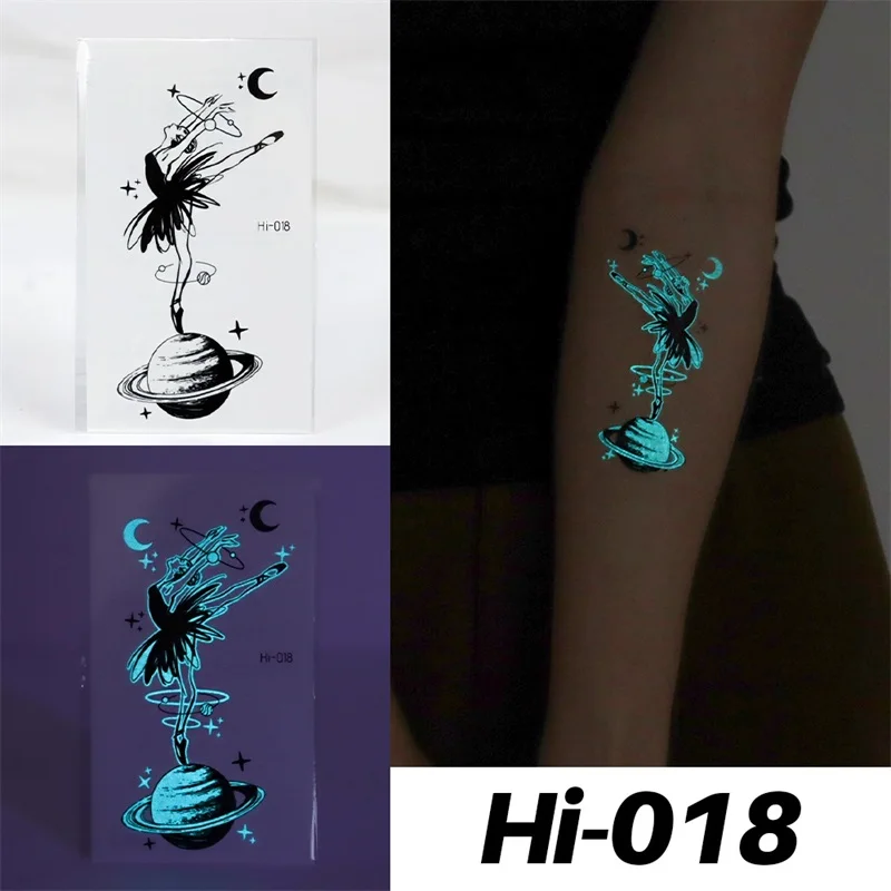 Blue Luminous Tattoo Sticker Deer Glowing Snake Waterproof Temporary Tatoo Camping Glow Fake Tatto Body Art Women Men Club Party