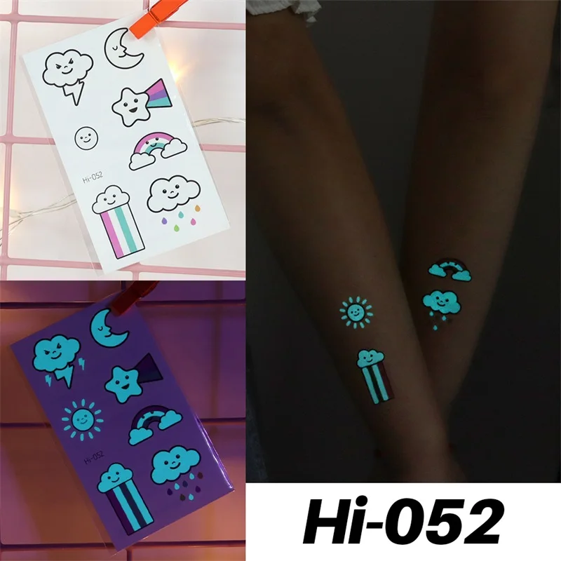 Blue Luminous Tattoo Sticker Deer Glowing Snake Waterproof Temporary Tatoo Camping Glow Fake Tatto Body Art Women Men Club Party