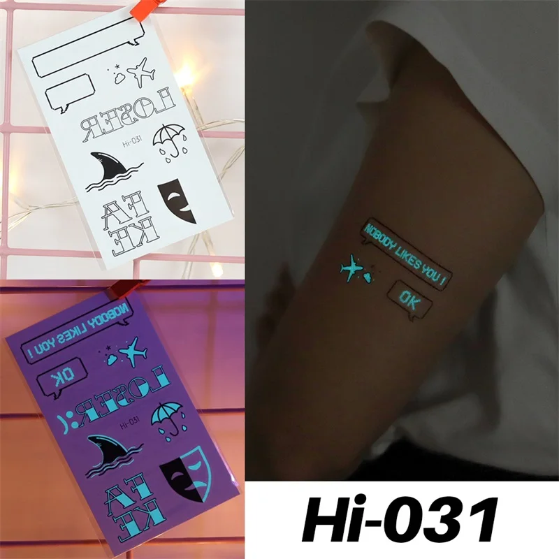 Blue Luminous Tattoo Sticker Deer Glowing Snake Waterproof Temporary Tatoo Camping Glow Fake Tatto Body Art Women Men Club Party