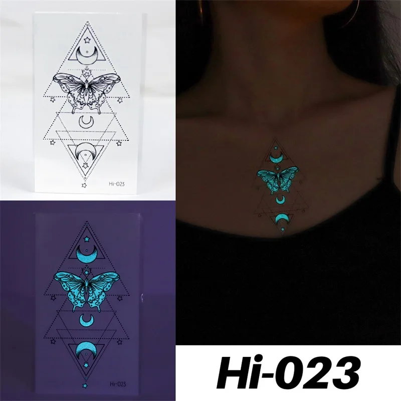 Blue Luminous Tattoo Sticker Deer Glowing Snake Waterproof Temporary Tatoo Camping Glow Fake Tatto Body Art Women Men Club Party