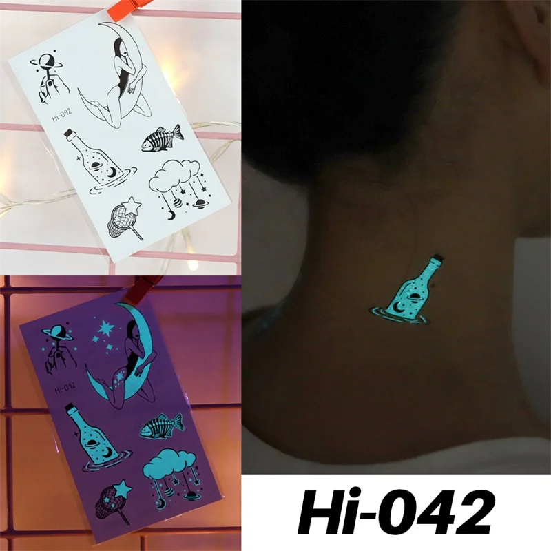 Blue Luminous Tattoo Sticker Deer Glowing Snake Waterproof Temporary Tatoo Camping Glow Fake Tatto Body Art Women Men Club Party