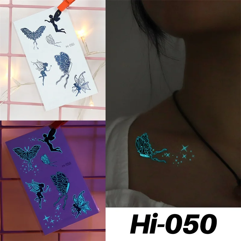 Blue Luminous Tattoo Sticker Deer Glowing Snake Waterproof Temporary Tatoo Camping Glow Fake Tatto Body Art Women Men Club Party