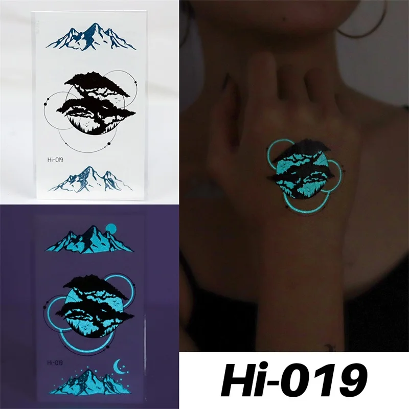 Blue Luminous Tattoo Sticker Deer Glowing Snake Waterproof Temporary Tatoo Camping Glow Fake Tatto Body Art Women Men Club Party