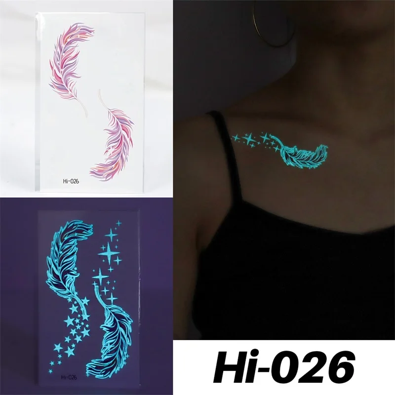 Blue Luminous Tattoo Sticker Deer Glowing Snake Waterproof Temporary Tatoo Camping Glow Fake Tatto Body Art Women Men Club Party