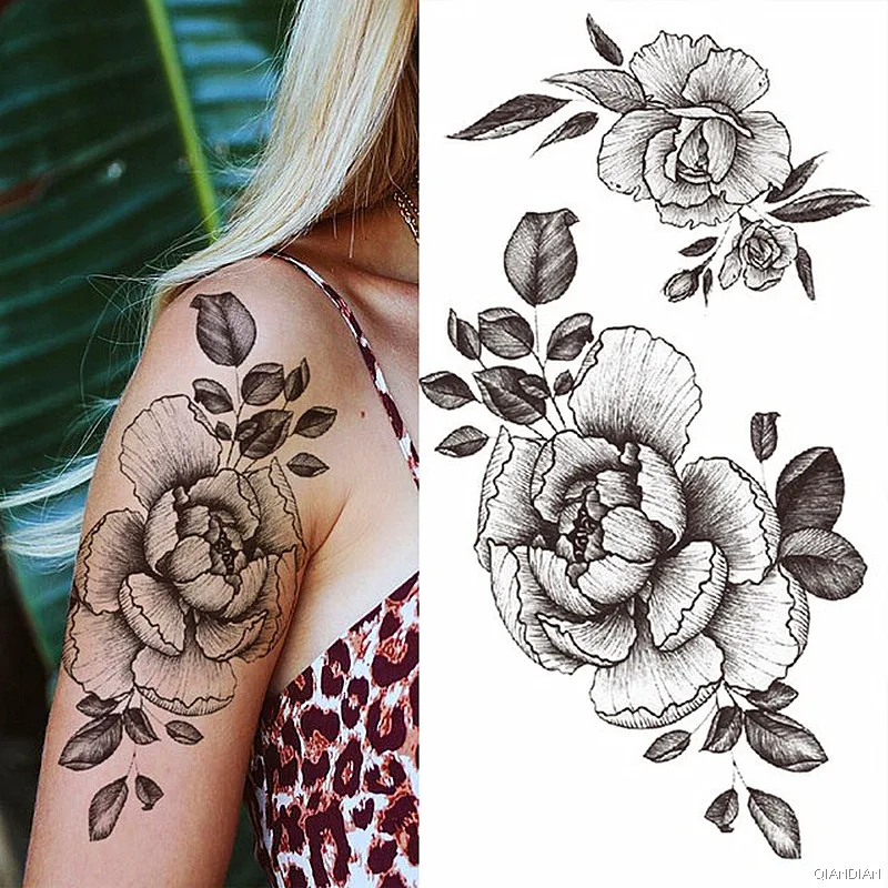 Sexy Flower Bird Temporary Waterproof Tattoo Sticker Girl Butterfly Dreamcatcher Cross Body Arm Sleeve Chest Fake Totem Women