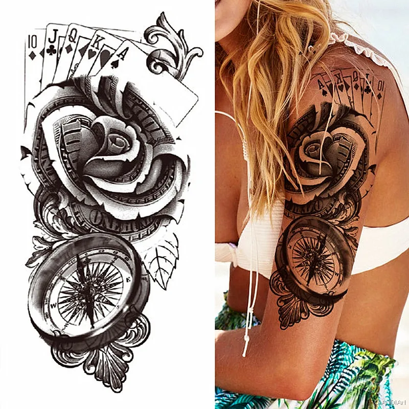 Sexy Flower Bird Temporary Waterproof Tattoo Sticker Girl Butterfly Dreamcatcher Cross Body Arm Sleeve Chest Fake Totem Women